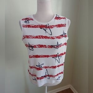 2/$15 CB Casual Sleeveless Star Stripe Top